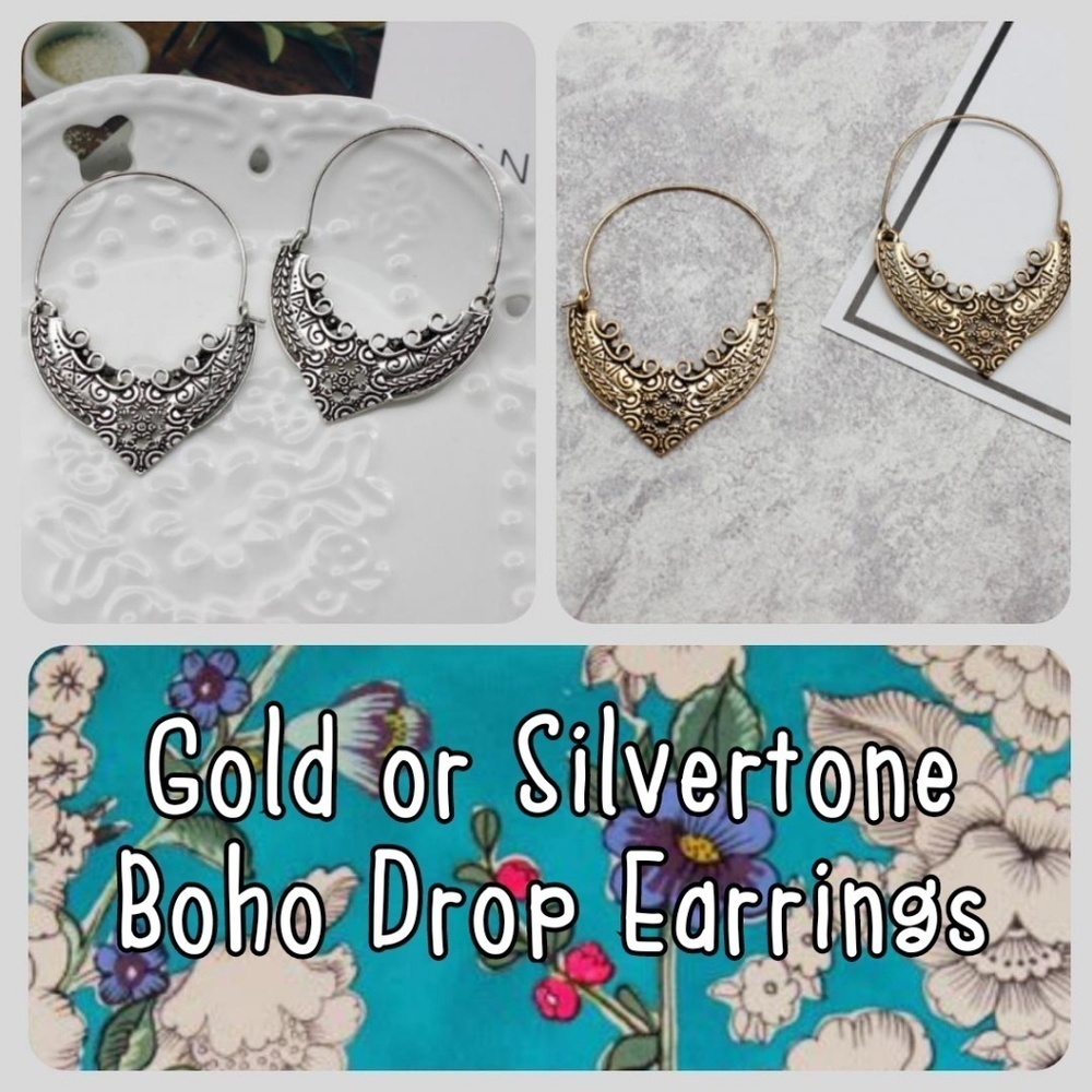NWT Boho Gold or Silvertone Drop Earrings